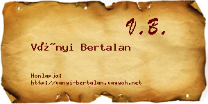 Ványi Bertalan névjegykártya